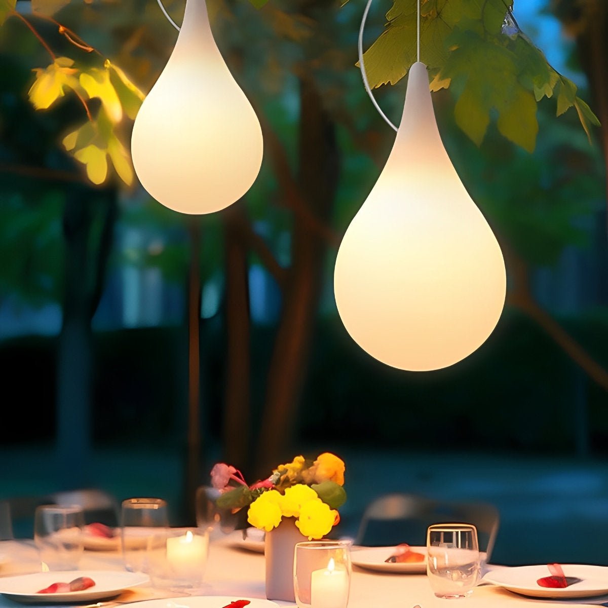 Outdoor Hanging Light Waterproof, Water Drop LED Pendant Lantern - Modern Exterior Ceiling Lighting for Porch Patio Gazebo Garden