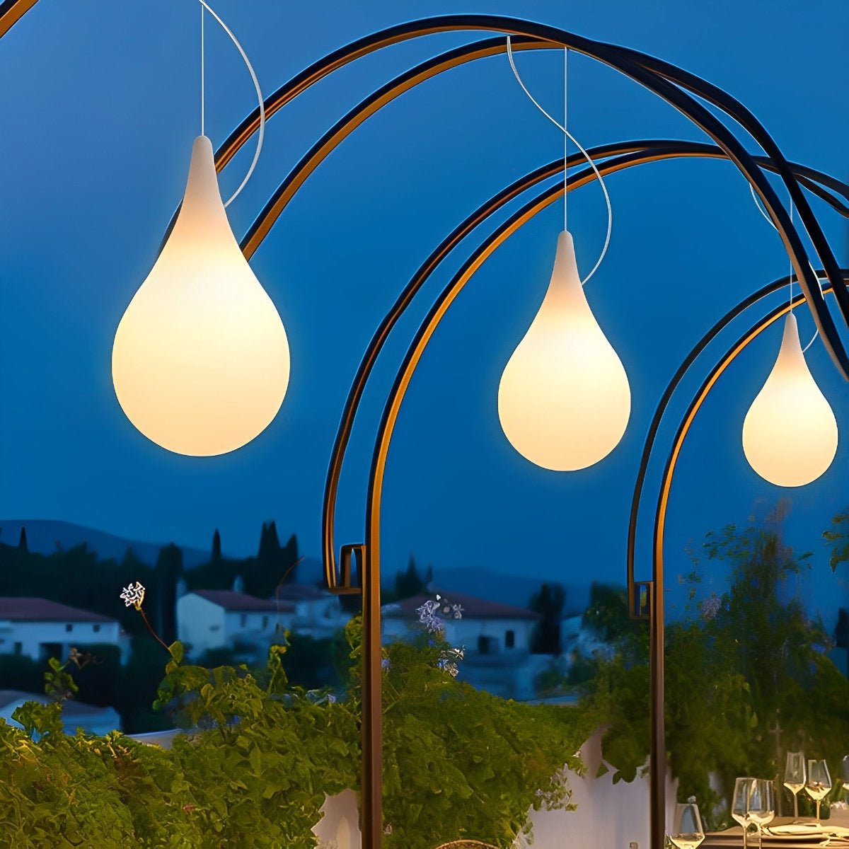 Outdoor Hanging Light Waterproof, Water Drop LED Pendant Lantern - Modern Exterior Ceiling Lighting for Porch Patio Gazebo Garden