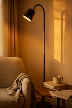 Adjustable Modern Floor Lamp with Wood Accent and Metal Base 0