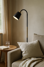 Adjustable Modern Floor Lamp with Wood Accent and Metal Base 1