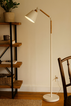 Adjustable Modern Floor Lamp with Wood Accent and Metal Base 7