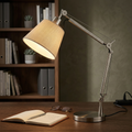 Adjustable Table Lamp with Articulated Arm and Fabric Shade for Living Room 0