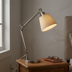 Adjustable Table Lamp with Articulated Arm and Fabric Shade for Living Room 1