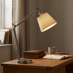 Adjustable Table Lamp with Articulated Arm and Fabric Shade for Living Room 2