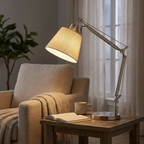 Adjustable Table Lamp with Articulated Arm and Fabric Shade for Living Room 3