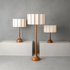 Artisanal Wooden Lamp with Tulip Shade – 50 cm Diameter, 160 cm Height 4