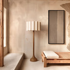 Artisanal Wooden Lamp with Tulip Shade – 50 cm Diameter, 160 cm Height 5