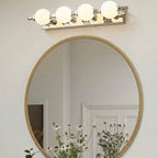 Bathroom Wall Light Fixtures with Vintage Globe Bulbs and Adjustable Temperature 0