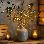 Battery Operated Olive Branch LED Lights – Warm White Decorative Twig Lights for Home Decor 0