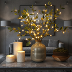 Battery Operated Olive Branch LED Lights – Warm White Decorative Twig Lights for Home Decor 4