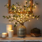 Battery Operated Olive Branch LED Lights – Warm White Decorative Twig Lights for Home Decor 5