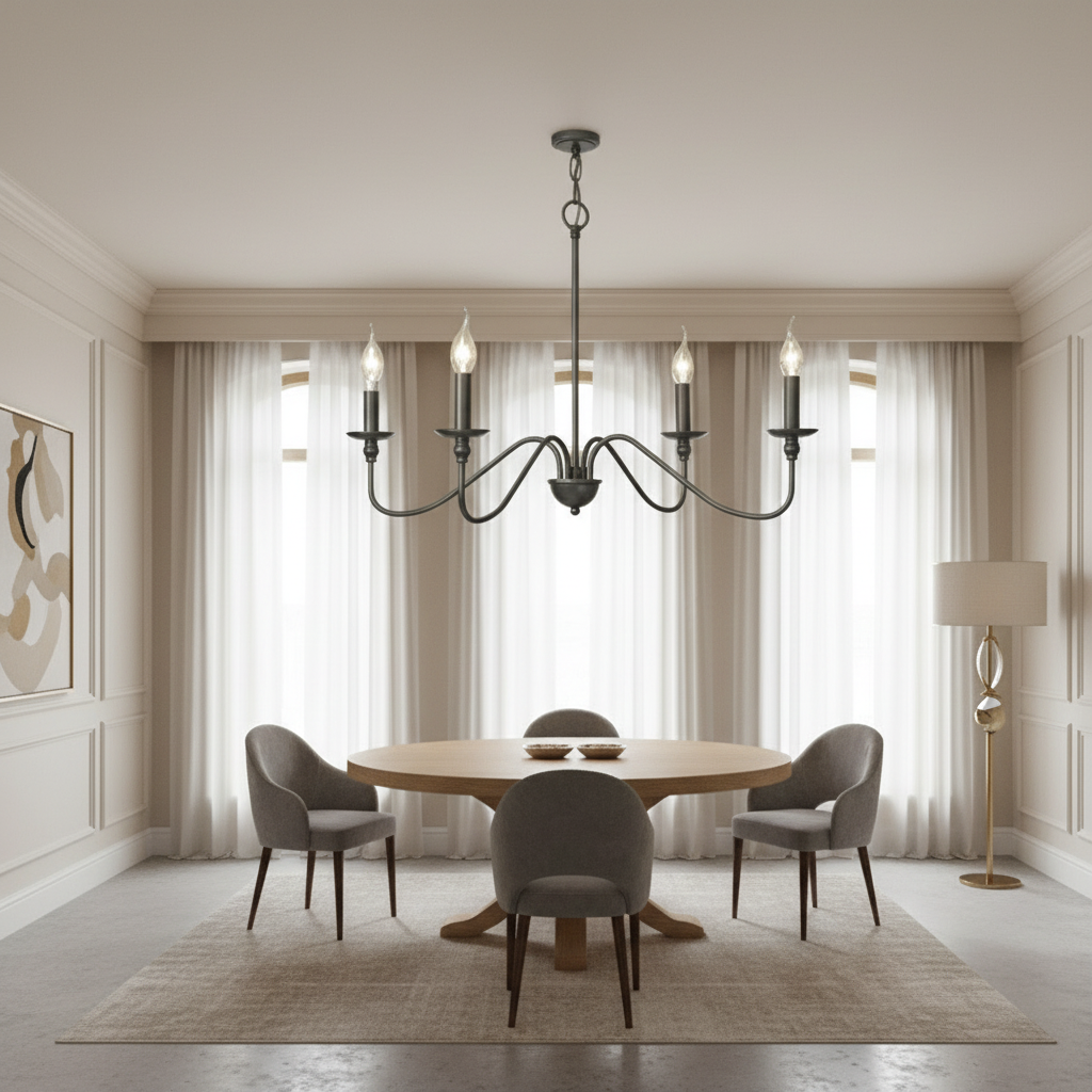 Black and Gold Retro Minimalist Chandelier Light for Dining Room and Living Spaces 0