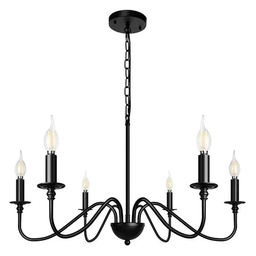 Black and Gold Retro Minimalist Chandelier Light for Dining Room and Living Spaces 1