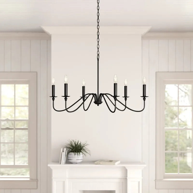 Black and Gold Retro Minimalist Chandelier Light for Dining Room and Living Spaces 2
