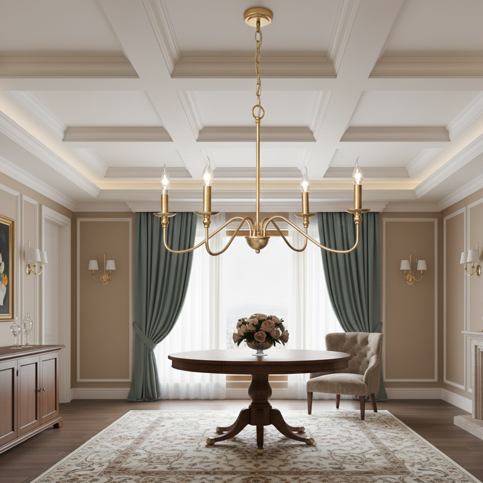 Black and Gold Retro Minimalist Chandelier Light for Dining Room and Living Spaces 4