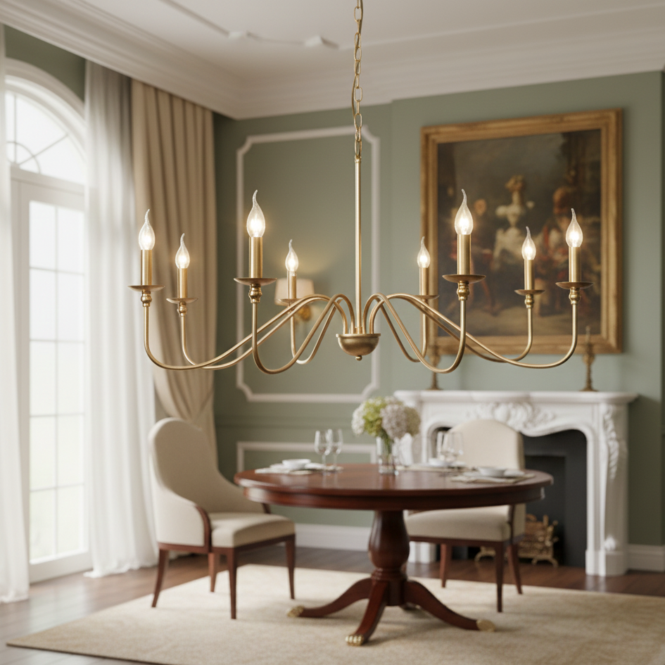 Black and Gold Retro Minimalist Chandelier Light for Dining Room and Living Spaces 6