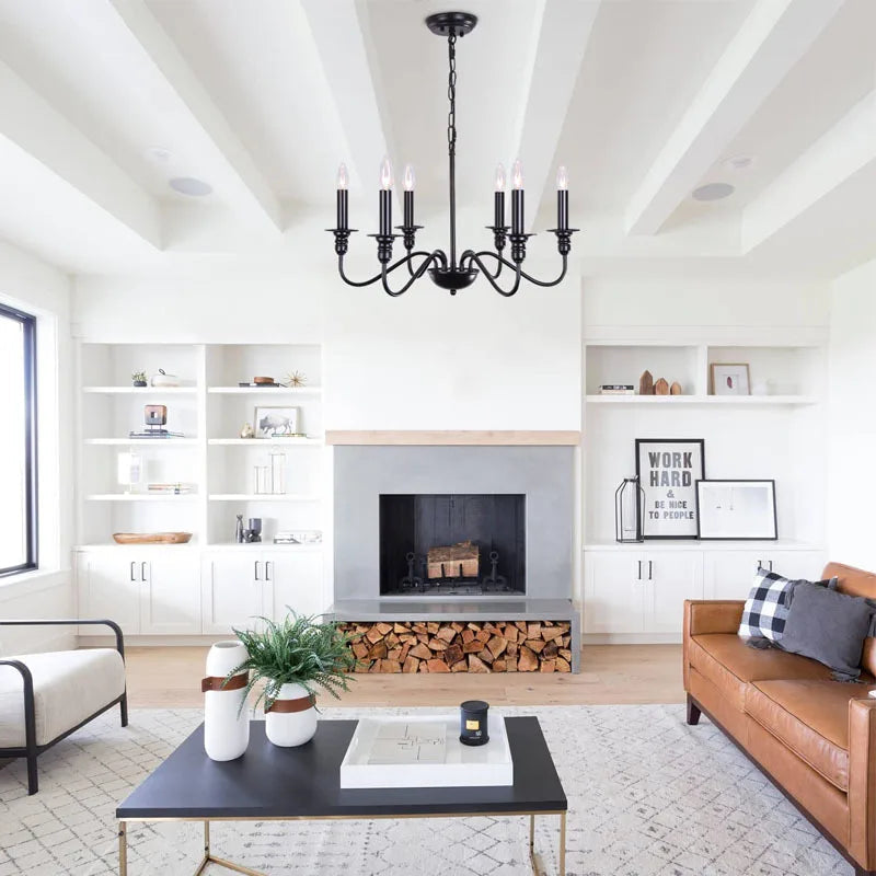 Black and Gold Retro Minimalist Chandelier Light for Dining Room and Living Spaces 7