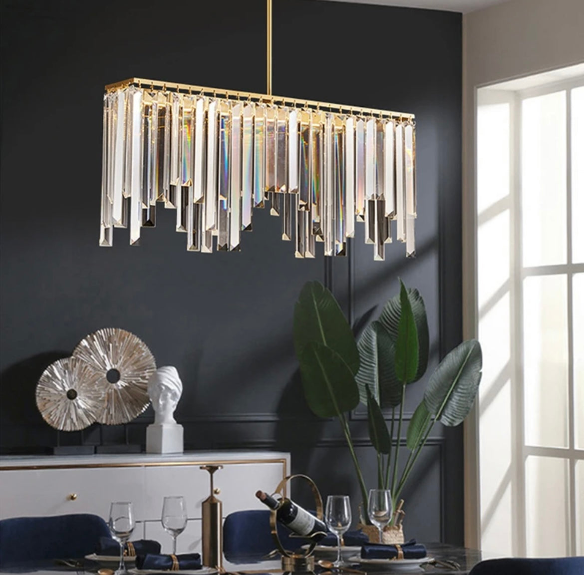 Chandelier Light with Crystal Accents and Copper Finish for Home Decor 2