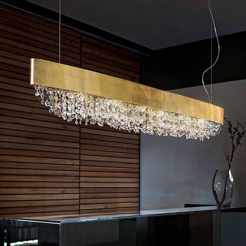 Chandelier Light with Turquoise Crystal Beads and Oval Design for Elegant Spaces 1