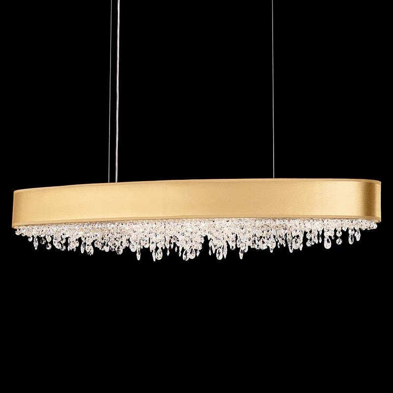 Chandelier Light with Turquoise Crystal Beads and Oval Design for Elegant Spaces 2