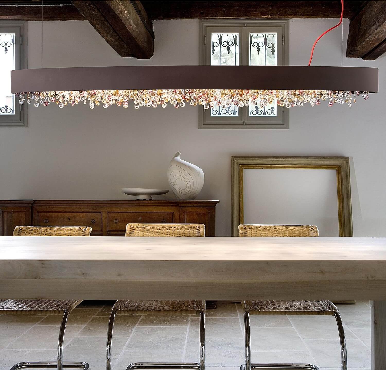 Chandelier Light with Turquoise Crystal Beads and Oval Design for Elegant Spaces 3