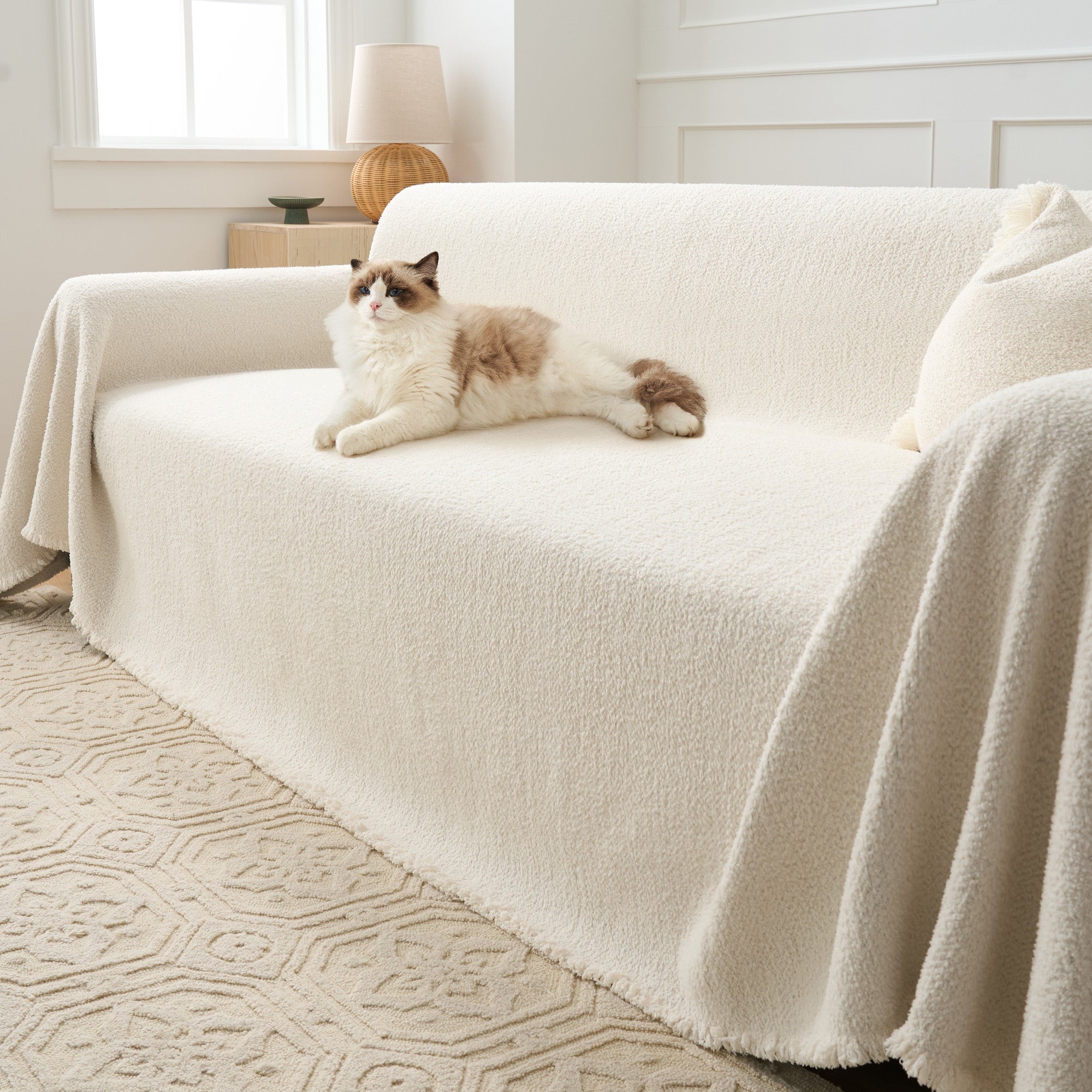 Chenille Sofa Cover, Pet-Friendly and Wrinkle-Resistant, Soft Plush Slipcover for Standard Sofas - Cozy Winter Decor 0