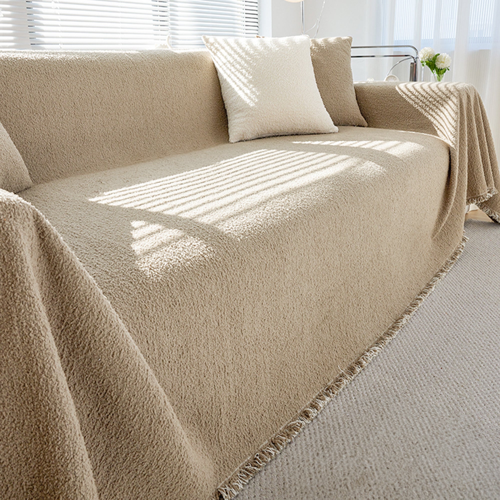 Chenille Sofa Cover, Pet-Friendly and Wrinkle-Resistant, Soft Plush Slipcover for Standard Sofas - Cozy Winter Decor 11