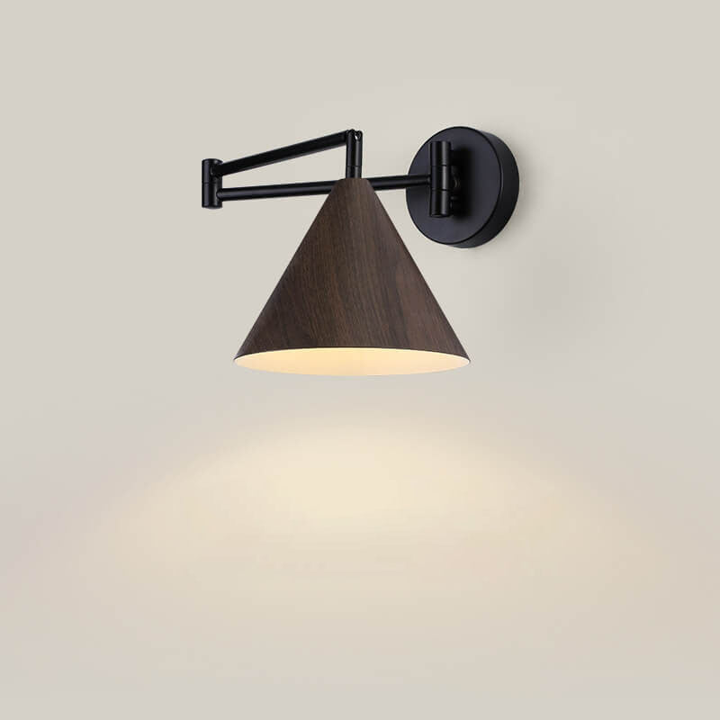 Cone Swing Arm Wood Wall Sconce