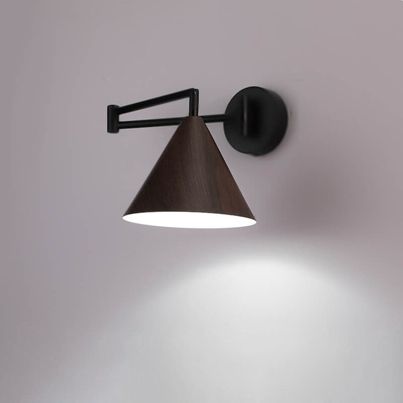 Cone Swing Arm Wood Wall Sconce