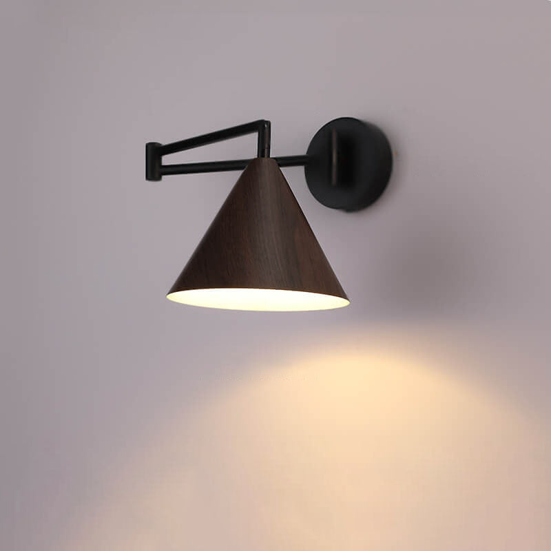 Cone Swing Arm Wood Wall Sconce