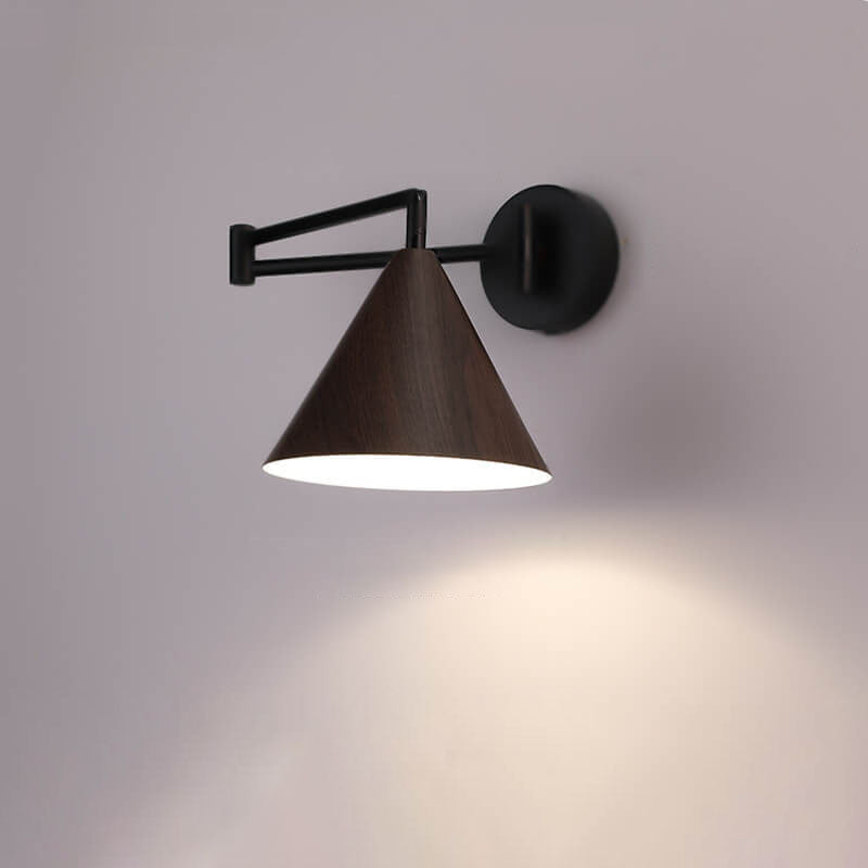Cone Swing Arm Wood Wall Sconce