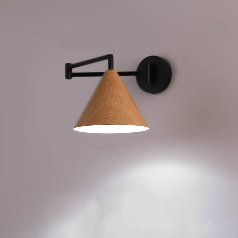 Cone Swing Arm Wood Wall Sconce