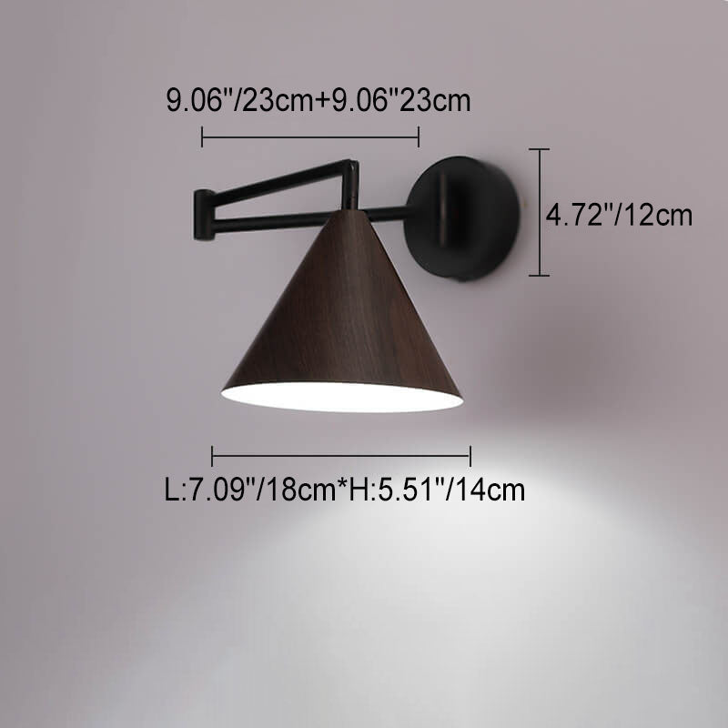 Cone Swing Arm Wood Wall Sconce