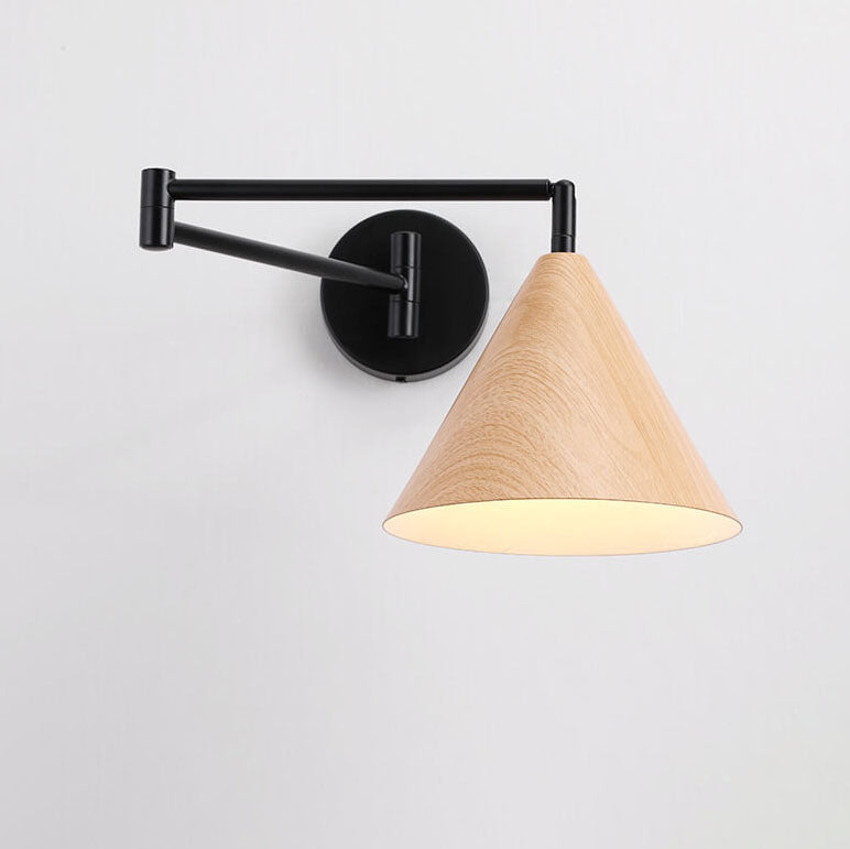 Cone Swing Arm Wood Wall Sconce