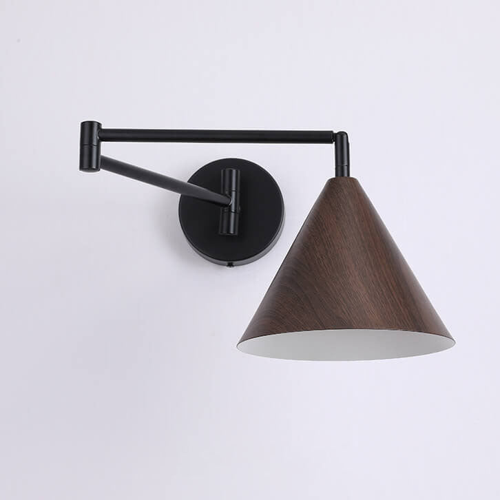Cone Swing Arm Wood Wall Sconce