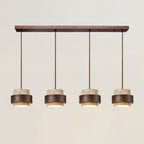 Contemporary Pendant Light with Travertine Shade and Wood Accent 11