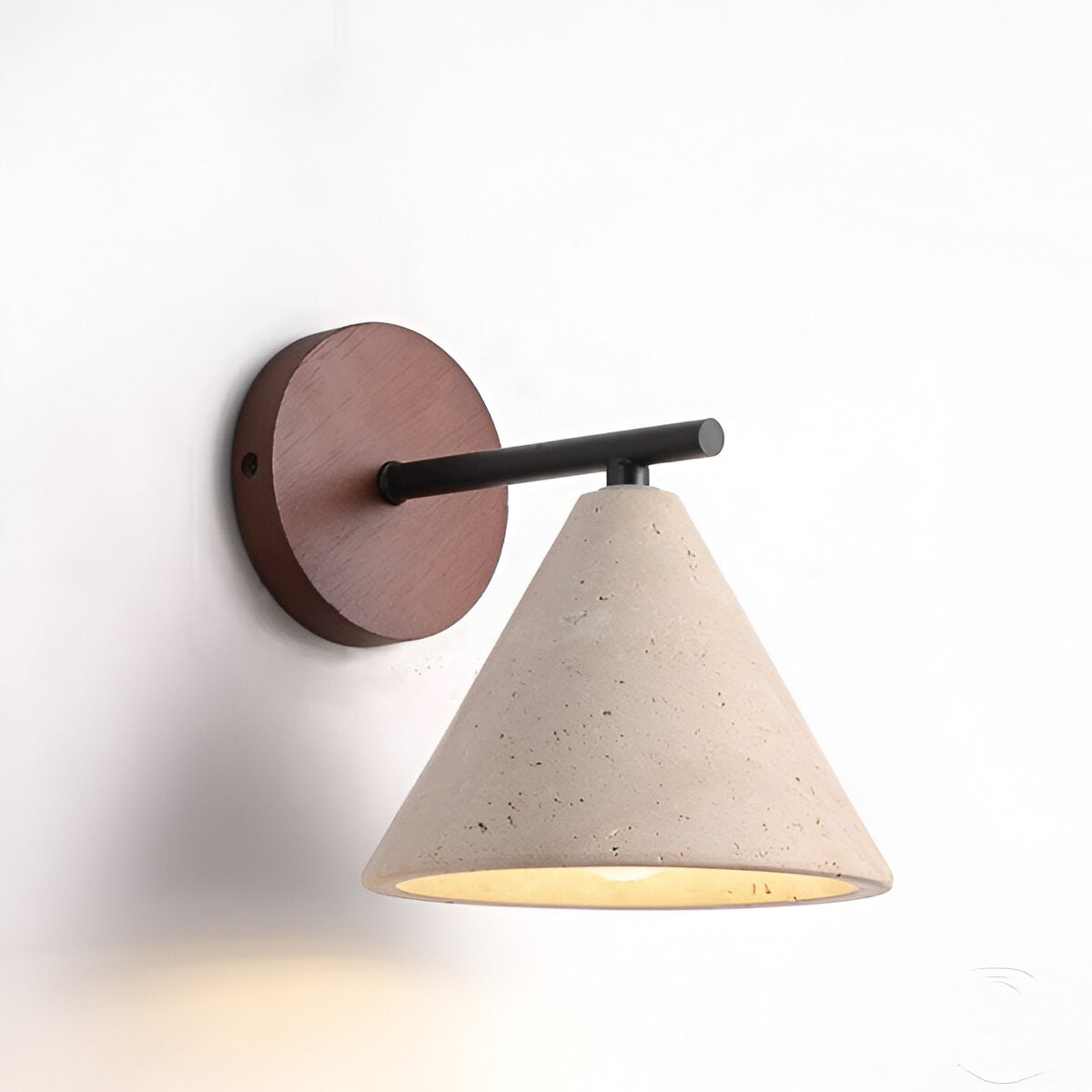 Contemporary Wall Light with Iron Dual Shades and Wooden Base 0