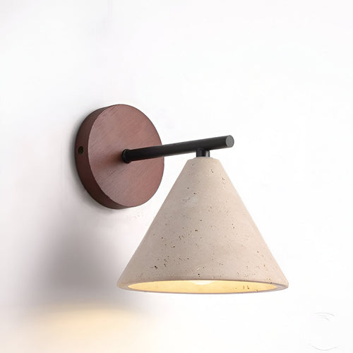 Contemporary Wall Light with Iron Dual Shades and Wooden Base 0