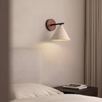 Contemporary Wall Light with Iron Dual Shades and Wooden Base 3