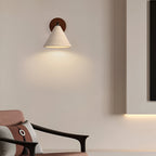 Contemporary Wall Light with Iron Dual Shades and Wooden Base 4
