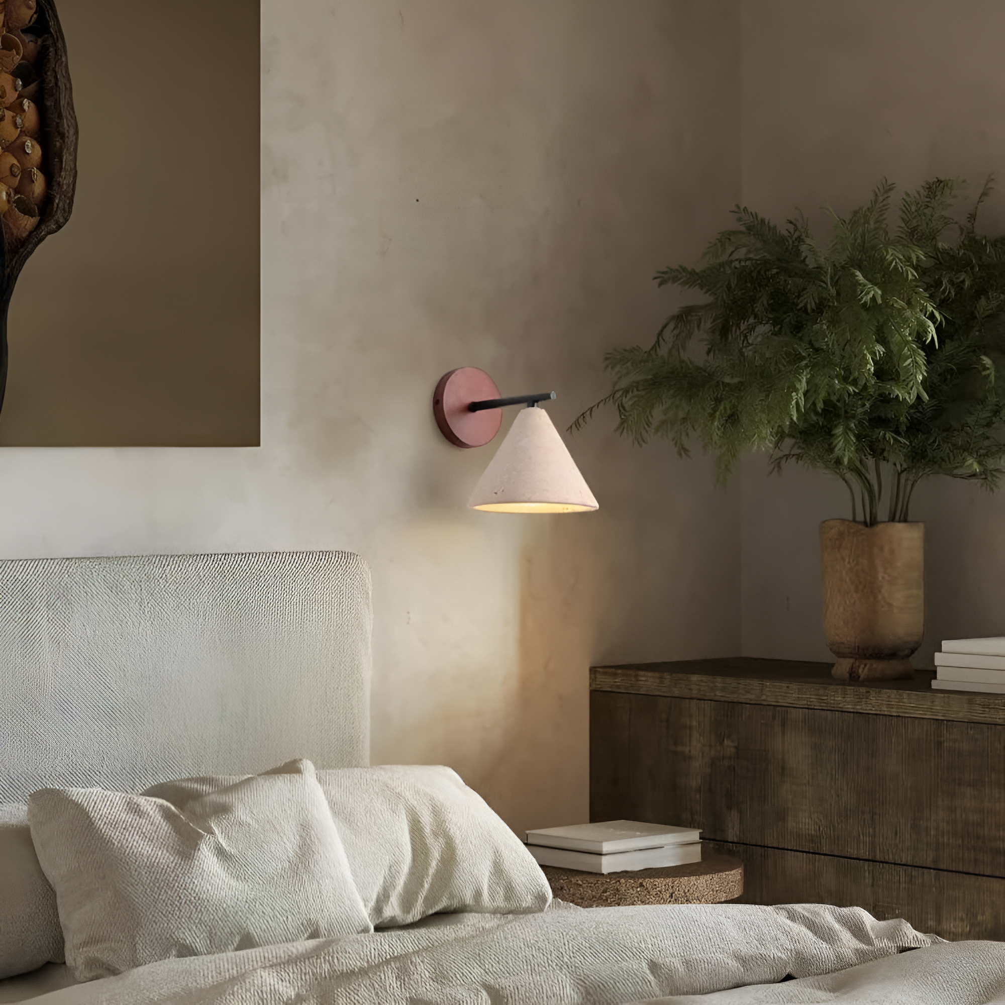 Contemporary Wall Light with Iron Dual Shades and Wooden Base 7