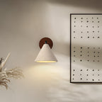 Contemporary Wall Light with Iron Dual Shades and Wooden Base 8