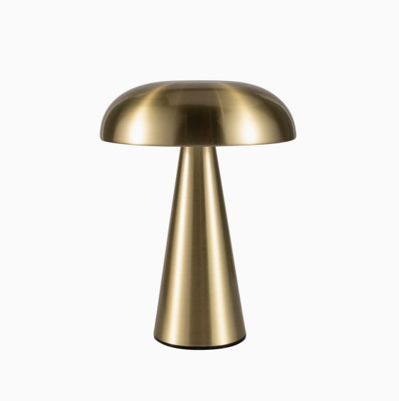 Cordless Table Lamp with Iron and Acrylic Mushroom Design for Ambient Lighting 0