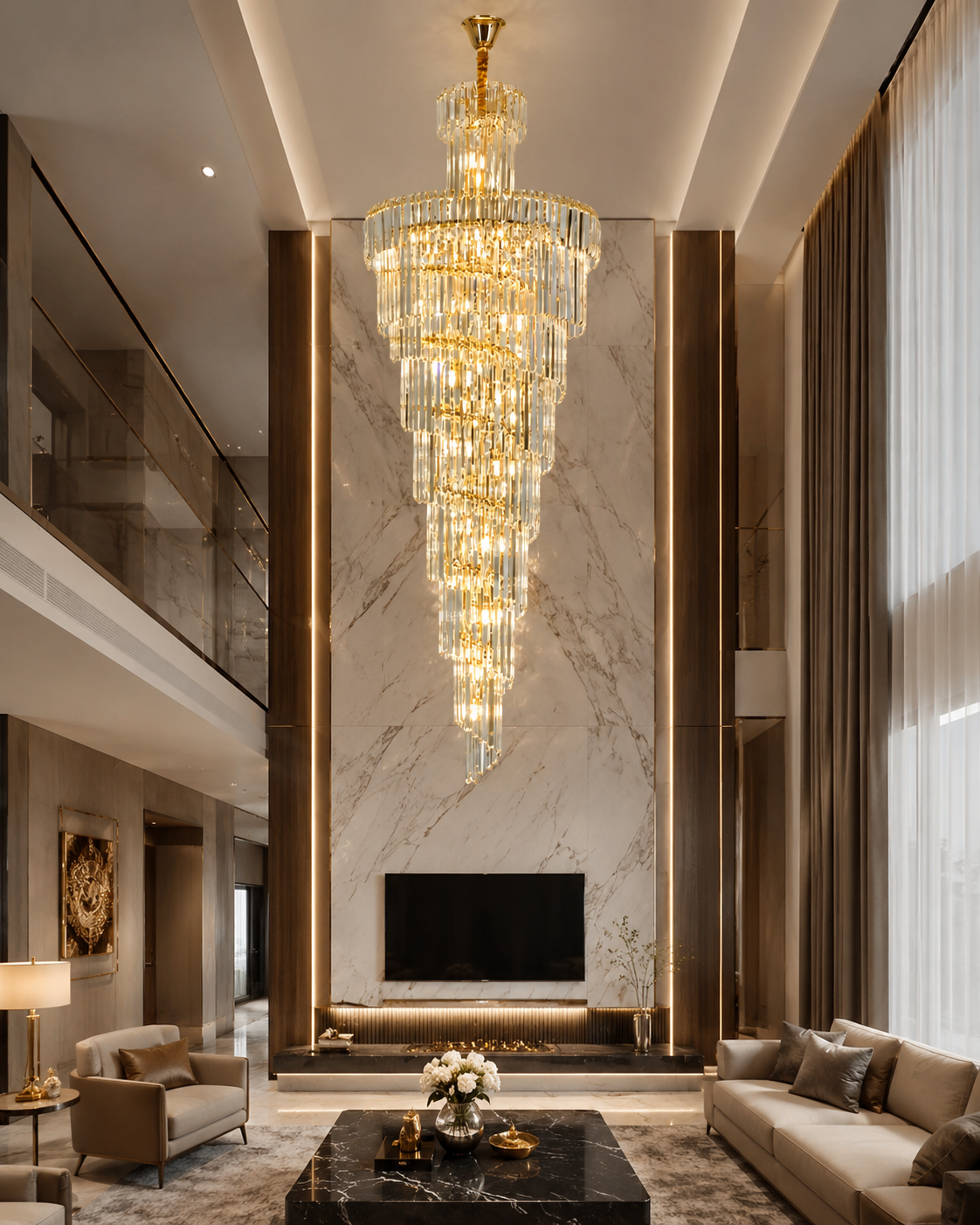 Crystal Chandelier Light with Elegant Design for High Ceilings 22