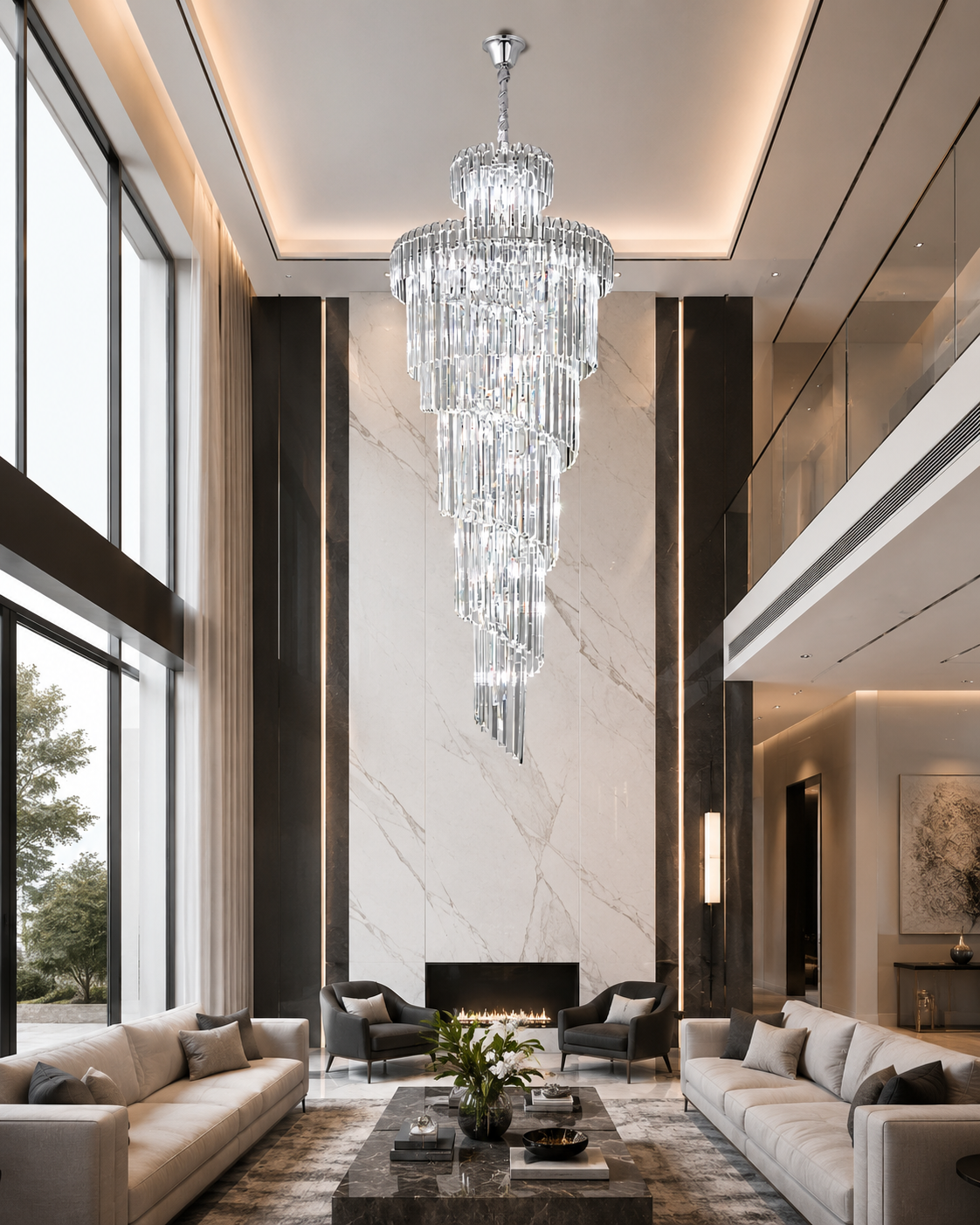 Crystal Chandelier Light with Elegant Design for High Ceilings 111