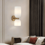 Dime Wall Light with Dual Glass Shades – Elegant Brass Wall Sconce for Modern and Traditional Interiors 4