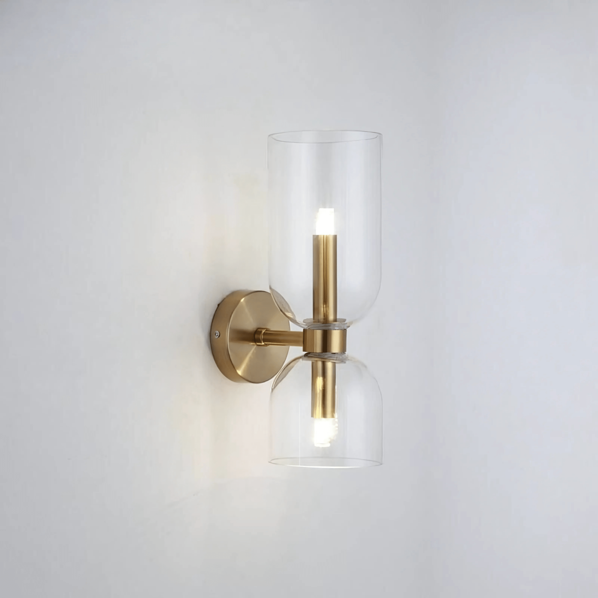 Dime Wall Light with Dual Glass Shades – Elegant Brass Wall Sconce for Modern and Traditional Interiors 6