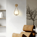 Droplet Wall Light – Modern Teardrop Sconce in Brushed Brass or Satin Black, Dimmable Wall Lamp with Frosted Glass Globe 1