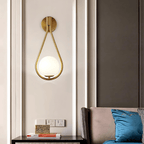Droplet Wall Light – Modern Teardrop Sconce in Brushed Brass or Satin Black, Dimmable Wall Lamp with Frosted Glass Globe 5
