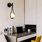 Droplet Wall Light – Modern Teardrop Sconce in Brushed Brass or Satin Black, Dimmable Wall Lamp with Frosted Glass Globe 6